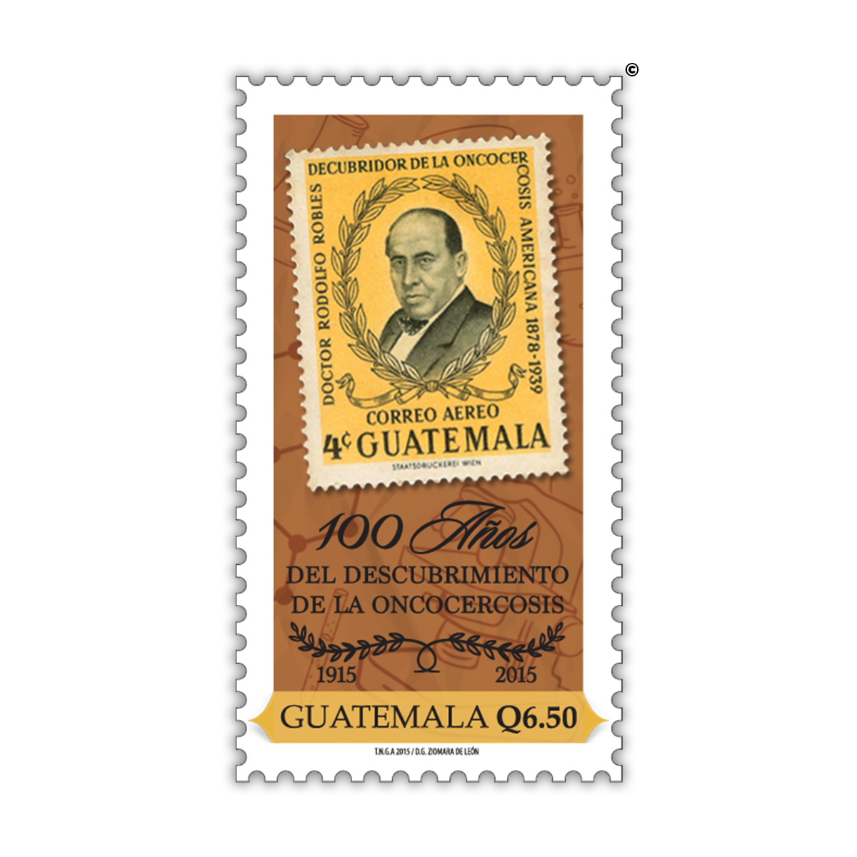 Sellos Postales - 100 Años del Descubrimiento de la Oncocercosis 1915-2015