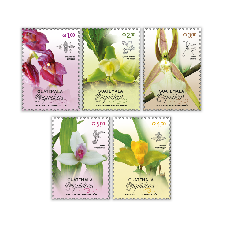 Sellos Postales - Orquídeas de Guatemala
