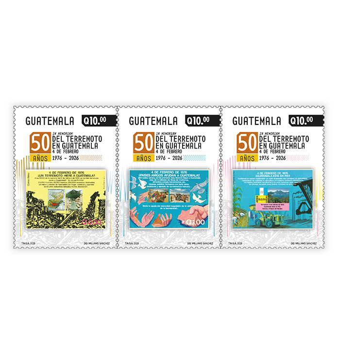 Sellos Postales - In memoriam 50 años del Terremoto en Guatemala, 4 de febrero, 1976 - 2026