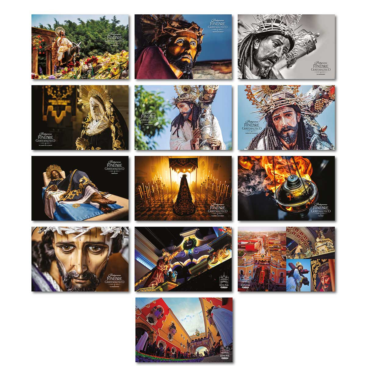 13 Tarjetas Postales - Pentagrama Fúnebre Guatemalteco