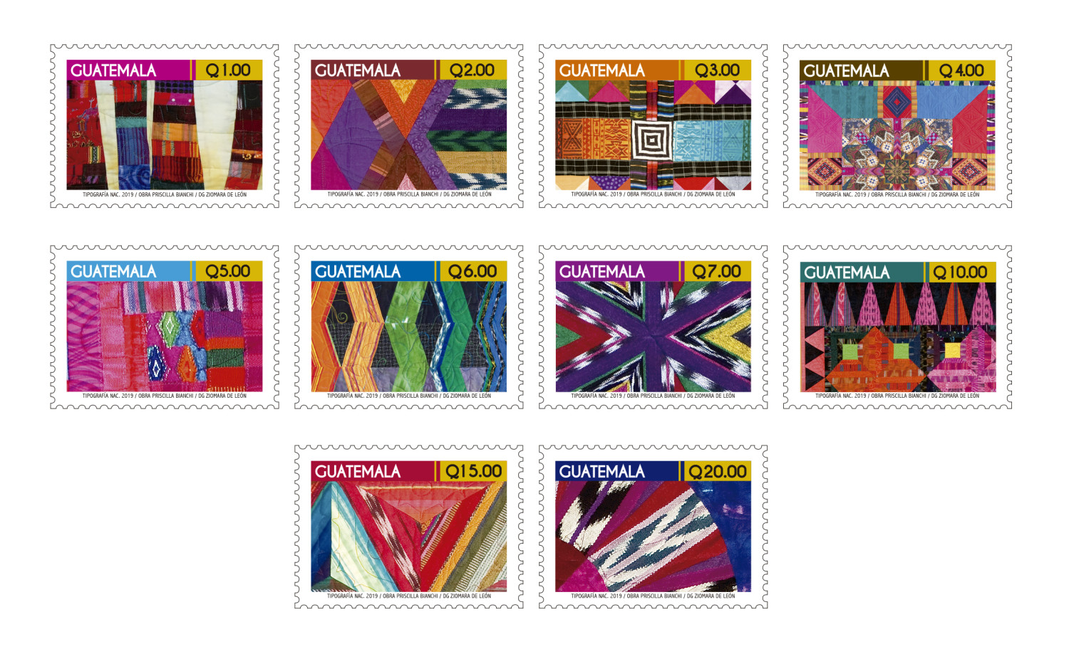 Sellos Postales - Arte Textil uso corriente (10 sellos)