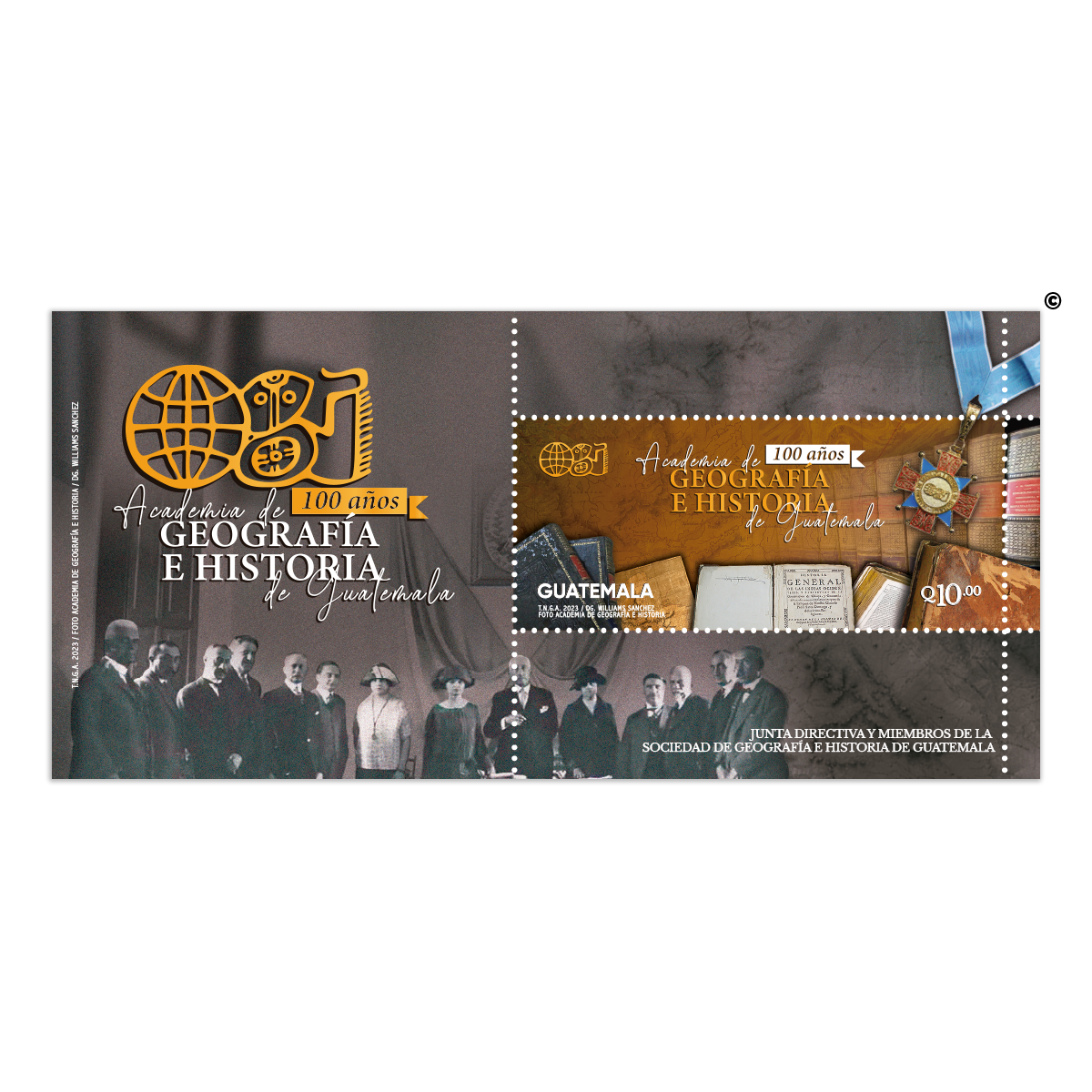 Hoja Miniatura -  100 Años Academia de Geografía e Historia de Guatemala