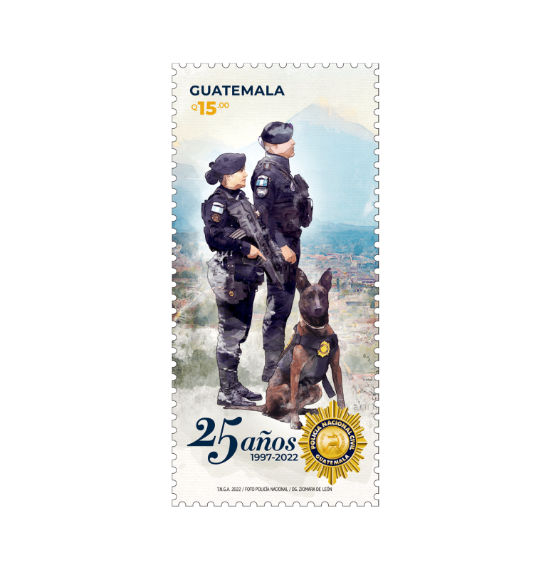 25 años de la Policia Nacional Civil -PNC- Sello Postal