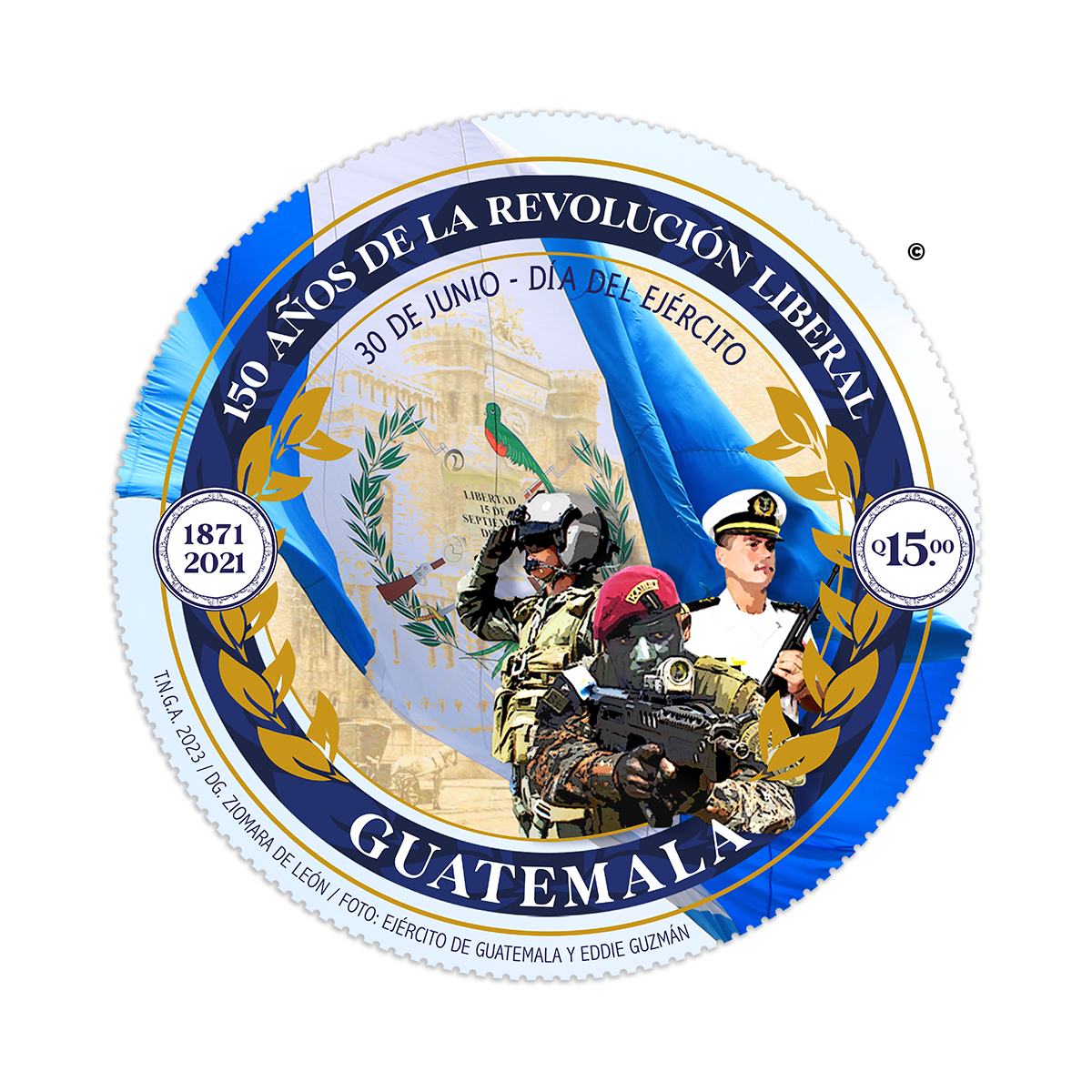 Sellos Postales - 150 Años de la Revolución Liberal, 30 de junio – Día del Ejército