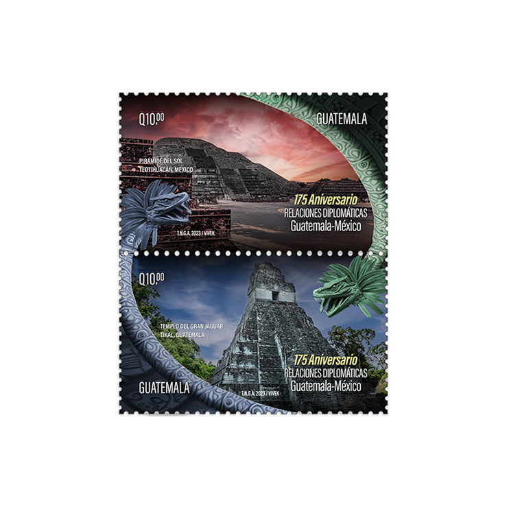 Sellos Postales - 175 Años Relaciones Diplomáticas entre Guatemala-México